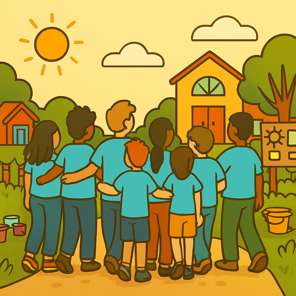 Safe neighborhood scene