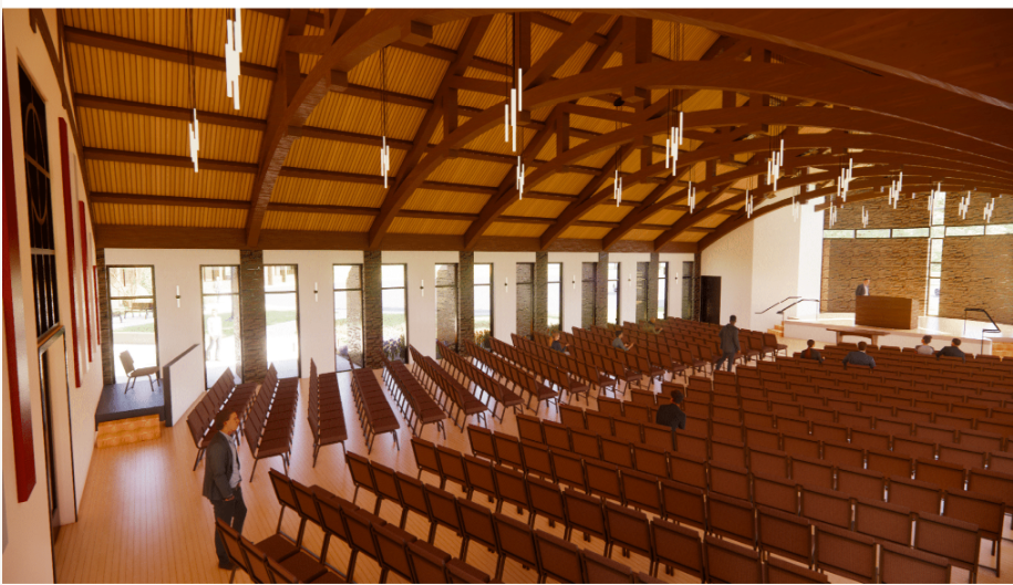 View of Sanctuary and Wooden Trusses