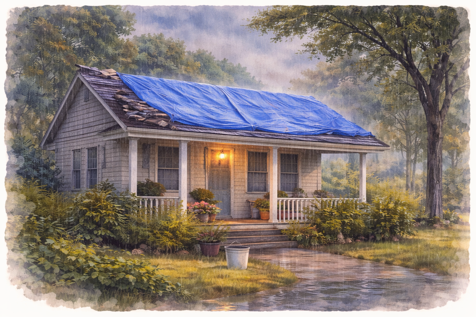 Home needing roof repair